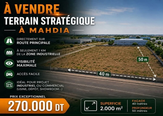 A Vendre terrain près zone industrielle