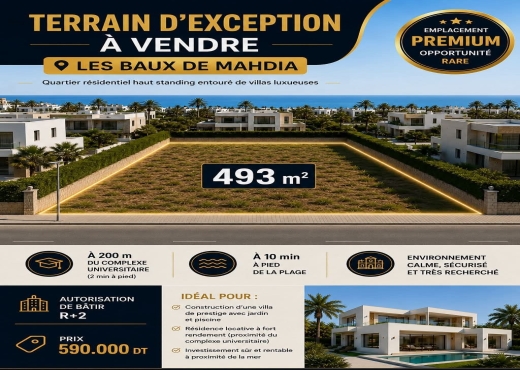A vendre terrain a Mahdia - Bien immobilier à {"id":12,"country_id":219,"name":"MAHDIA","slug":"mahdia"} - Agence Immobilière immo\'in